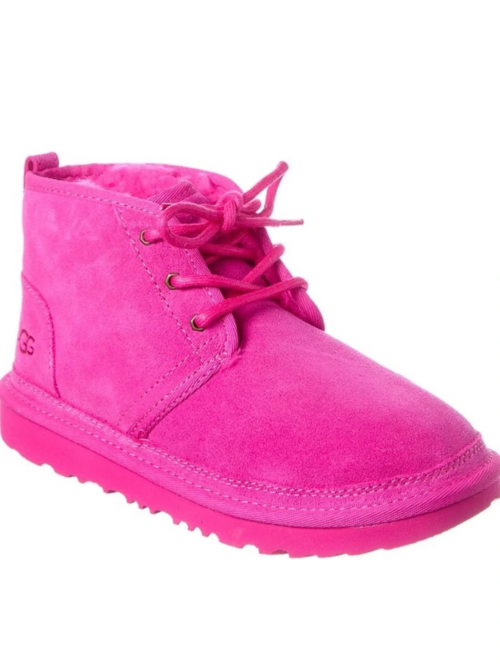 UGG Kids 6 or woman’s 8  Hot Pink Suede Lace-Up Ankle Boots